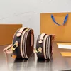 Women circular Clutch Handbags Bag Top Quality Crossbody Bags Genuine Leather Double Shoulder Strap Fashion Letters Plain Hand Pocket Multiple Colors