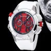 طبعة خاصة ساعة الرجال 45 مم اثنين لهجة أسود مطاطية الساقية النطاق الياباني الكوارتز الحركة كرونوغراف هدية wristwatch