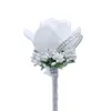 Decorative Flowers 12CM Artificial Flower Wedding Supplies Rose Corsage Groom Bride Brooch Male And Female Long Needle