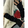 Rodilleras de manga tejida para hombre y mujer, guantes largos de lana de felpa para otoño e invierno, cubierta de brazo gruesa y cálida con medio dedo expuesto