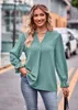 Kvinnors blusar Europeiska och amerikanska utrikeshandelskläder Amazon Jacquard T-shirt V-ringning Löst långärmad paraply topp