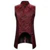 Vests Mens Red Gothic Steampunk Vest Double Breasted Paisley Jacquard Brocade Waistcoat 남자 결혼식 턱시도 조끼 남성 Chaleco Hombre