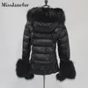 ジャケットの女性冬のジャケットダウンコート本物のキツネの毛皮襟下のパーカーアウターウェア厚い暖かい冬の服2019ファッションダックダウンジャケット