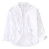 Casual overhemden voor heren 2024 lente linnen shirt met lange mouwen Splash bedrukt ademend