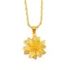 Beautiful Flower Pendant Chain Filigree 18k Yellow Gold Filled Womens Fashion Jewelry254p