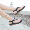 Sandalen Schuhe für Frauen 2024 Casual Sexy Einfarbig Niedrige Plattform Keile Damen Mode Kristall Perle Flache Slipper Weiches Design