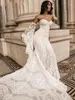 Богемное кружево в стиле кантри, свадебные платья русалки в стиле хиппи со съемными расклешенными длинными рукавами, милые сексуальные свадебные платья, дизайнерские платья со шлейфом, Robes de Mariee CL3135