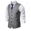 Coletes masculinos Veat Terno de Negócios Colete Macacões Colete de Casamento Homem Vestido Plus Mens Wear V-Pescoço Único Breasted Casual