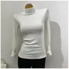 Women's T Shirts 2024 Autumn Winter Turtleneck T-Shirt Korean Ribbed Long Sleeve Slim Casual Base Shirt Soft High Collar Innerwear Top