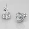 Brincos de prata esterlina femininos banhados a platina em forma de coração cristal zircão joias da moda presentes de feriado
