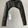 Yozou Pu Chic Vintage Black Faux Leather Zipper Zip Up Coat Biker Jacket Women Girls Smock Top Women High Street Bella Outfits 231229