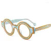 Solglasögon ramar runt acetat personliga män mode blå glasögon designer handgjorda optiska receptglasögon kvinnor glasögon