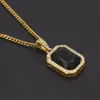 Hip Hop Diamond Square 4,5 * 2,5 Röd legering Pendant Hiphop Men's Necklace