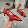 Designer Formal Shoes High Heels Pointed Toe Shoes Classic Metal V Buckle Stiletto Heels Sexy Women Shoes Buckle Wedding Shoes Bride Shallow Pointed Single Shoes