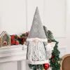 Christmas Decorations Faceless Doll Tree Toppers Snowflake Pattern Plush Statue Decor Dining Table Hat
