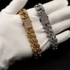 Hip Hop Fashion Jewelry Ice Iced Out VVS Yellow Moissanite Diamond rostfritt stål kubansk länk Tennisarmband för kvinnliga män