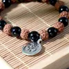 Strand OAIITE 8mm Natural High Quality Black Agate Dragon Pendant Bodhi Bracelet Men's And Women's Yoga Meditation Balance Jewelry