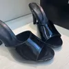 Lyxdesigner kvinnors tofflor Sandaler patentläder kvinnors godisfärgade höga klackar muller flip-flops med höga 9 cm kvinnors skor 35-41