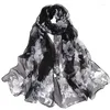 Scarves Chiffon Floral Design Print Silk Scarf Women Shawl Headscarf Bandage Hijabs Muslim Elegant Wrap 50 160cm