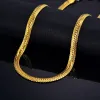 FAFAFA 남성 두꺼운 링크 목걸이, 브랜드 뱀 체인 금색, 힙합 체인 남성 14K 옐로우 골드 보석