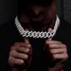 Naszyjniki wisiorek Wysokiej jakości lodowatą menu biżuterię 5a CZ Hip Hop Bling Micro Pave 19 mm Cuban Link Łańcuch Big Truve Chunky Naszyjnik 2761