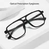 Solglasögon ramar optiska recept glasögon ram mode retro pilot dubbel broglas tr90 ultraljus glasögon stor storlek man