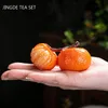 Chinese Resin Color Changing Tea Pet Lucky Orange Model Tea Figurine Ornaments Home Tea Set Decoration Accessories Crafts 240102