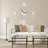 Horloges murales 3D horloge miroir autocollants créatif design moderne muet quartz aiguille montre reloj de pared décor à la maison