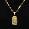 Collier Hip Hop pour hommes, bijoux avec pendentif en forme de jésus glacé, avec chaîne cubaine en or de 70cm, 205g