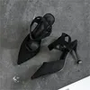 Модельные туфли, черные сексуальные туфли с острым носком на босоножках, женские туфли на тонком каблуке, женская работа, удобная ткань, лаконичный дизайн для 2024 года