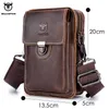 Bullcaptain Crazy Horse Leather Male midjepaket Telefonpåse Väskor Midjeväska Män lilla bröstkorgens bälte Back Pack YB075 231229