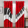 Rideau noir rouge Notes 3D Piano clé Design élégant 2 pièces mince pour fenêtre drapé salon chambre décor