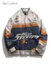 Gmiixder amerikansk broderad baseball uniform herrpunk racing jacka s par motorcykelverktyg ccoat street casual wear 231229