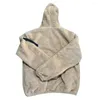 Jaquetas masculinas de cor sólida jaqueta aconchegante casaco de inverno grosso dupla face lã com capuz zip up com mangas compridas macias bolsos resistentes ao frio