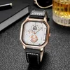 Wristwatches 2024 Men Watches Square Casual Fashion Business Leather Strap Fake Three Eye Quartz Wristwatch Drop