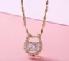 Moda-925 prata esterlina com cor ouro cz ferradura pingente colar feminino meninas jóias undertale pendentif pendulo8868405