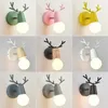 Wall Lamp Modern Nordic LED Lights Colorful Macaron Antlers Bedroom Sconce Mounted Children Lighting Fixture Room Decor