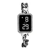 腕時計監視電子時計ABS読みやすいデジタルディスプレイスタイリッシュな四角いラインストーンLEDシンプルなデザイン