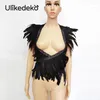 Scarves Feather Shawl Punk Gothic Body Chain Carnival Clothing Women Cape Party Rave Accessories Witch Halloween Decoration