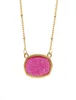 Pendant Necklaces Resin Oval Druzy Necklace Gold Color Chain Drusy Hexagon Style Luxury Designer Brand Fashion Jewelry For WomenPe1514724