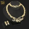 Naszyjniki Aniid Xoxo Dubai Gold Color Jewellery I Love You Naszyjnik Zestawy do kobiety Nigerian Jeweler