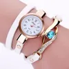 Armbandsur Women Blue Eye Leather Band Rhinestones Armband Quartz Retro Casual Wrist Watch