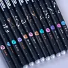 12Pcs 12 Constellations Ink Gel Pens Erasable Black/Blue With Eraser 0.5mm For Journaling Writing