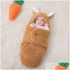 Blankets Swaddling Ddling Soft Born Baby Slee Bags With Ears Autumn Winter Thick Wrap For Babies Warm Sleep Sack 0 6 Month 231215 Otzgf