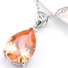 Luckyshine Excellent Shine Drop Champagne Morganite Gemstone Silver Pendants Necklaces Cubic Zirconia for Holiday Wedding Party 10275M