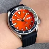 Relógios de pulso Tandorio 37mm Diver Watch S NH36 Homens Automáticos Relógio de Pulso Dia da Semana 120 Cliques Bezel Plano Safira Vidro Waffle Banda Índice Preto