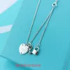 Tifannissm Pendant Necklac Best sell Birthday Christmas Gift Small Luxury T Family Pure Silver Peach Heart Lock Key Necklace LOVE Thick Plate