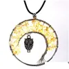 Colares Pingente Atualização Moda Mulheres Arco-íris 7 Chakra Árvore da Vida Pingente Colar Quartz Owl Mticolor Pedra Natural Sabedoria Necklac Dhorq