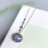 Pendentif Colliers Hip Hop Mignon Chaton Ruyi Serrure Femelle Cloisonné Brûlant Bleu Chine-Chic Vintage Collier National Style Accessori