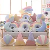 Färgglada Moon Star Lucky Cloud Rainbow Conch Hill Ball Shooting Star Plush Cushion Natural Fylld kudde Sofa Stoldekor 240102